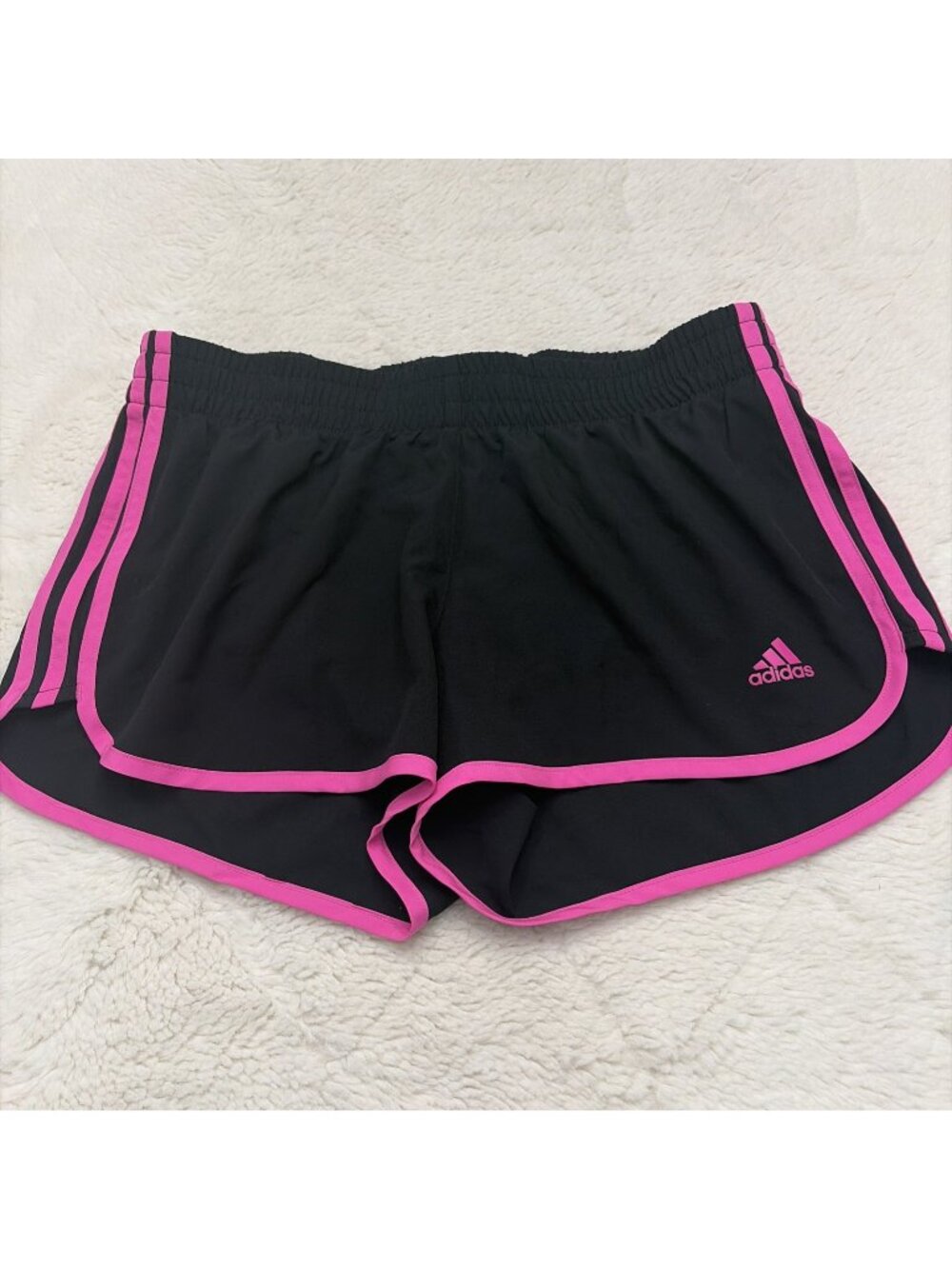 Adidas Womens Running Aero Ready Athletic Shorts Black Pink Stripe Lined M